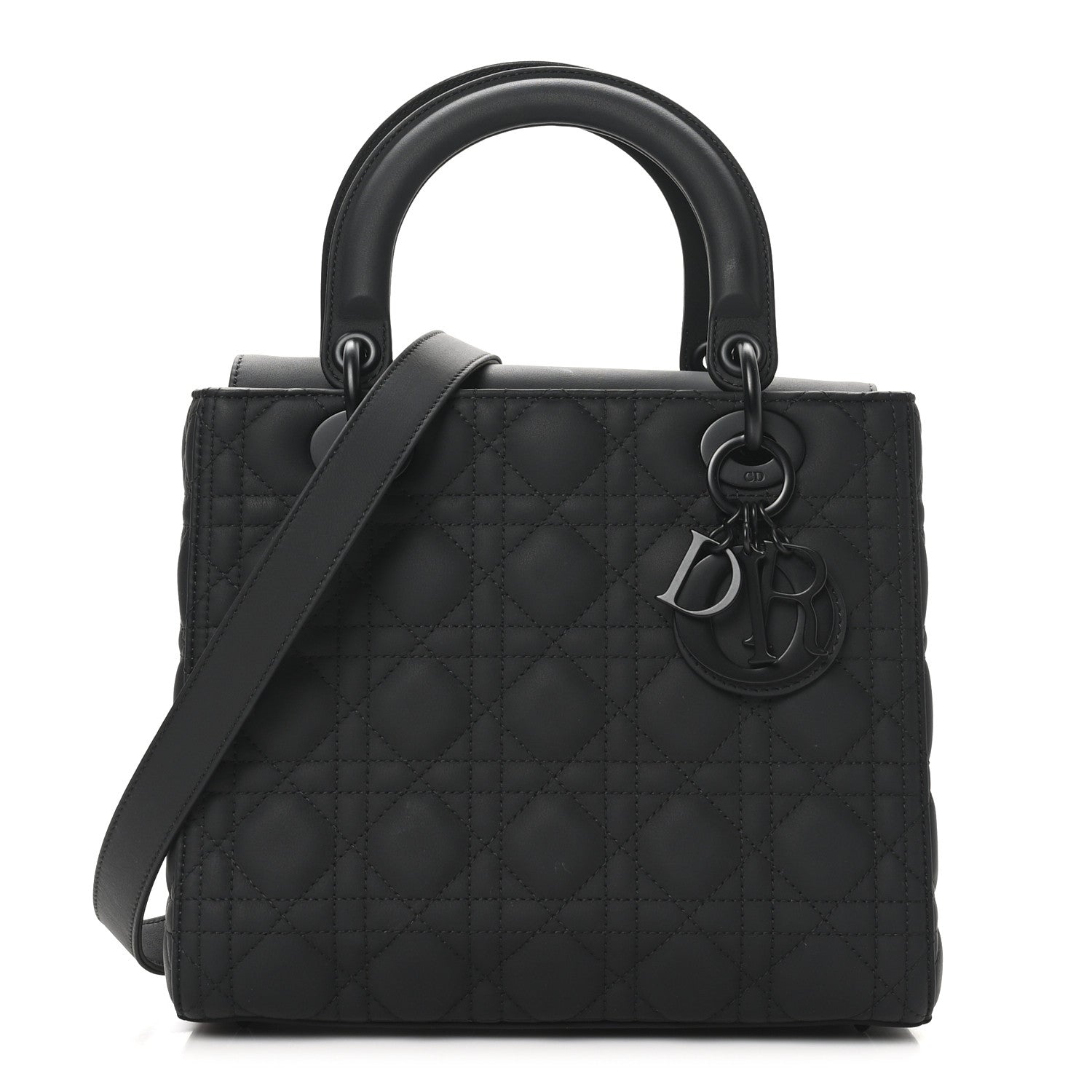 Christian Dior Ultra Matte Calfskin Cannage Medium Lady Dior Black 1 of 10