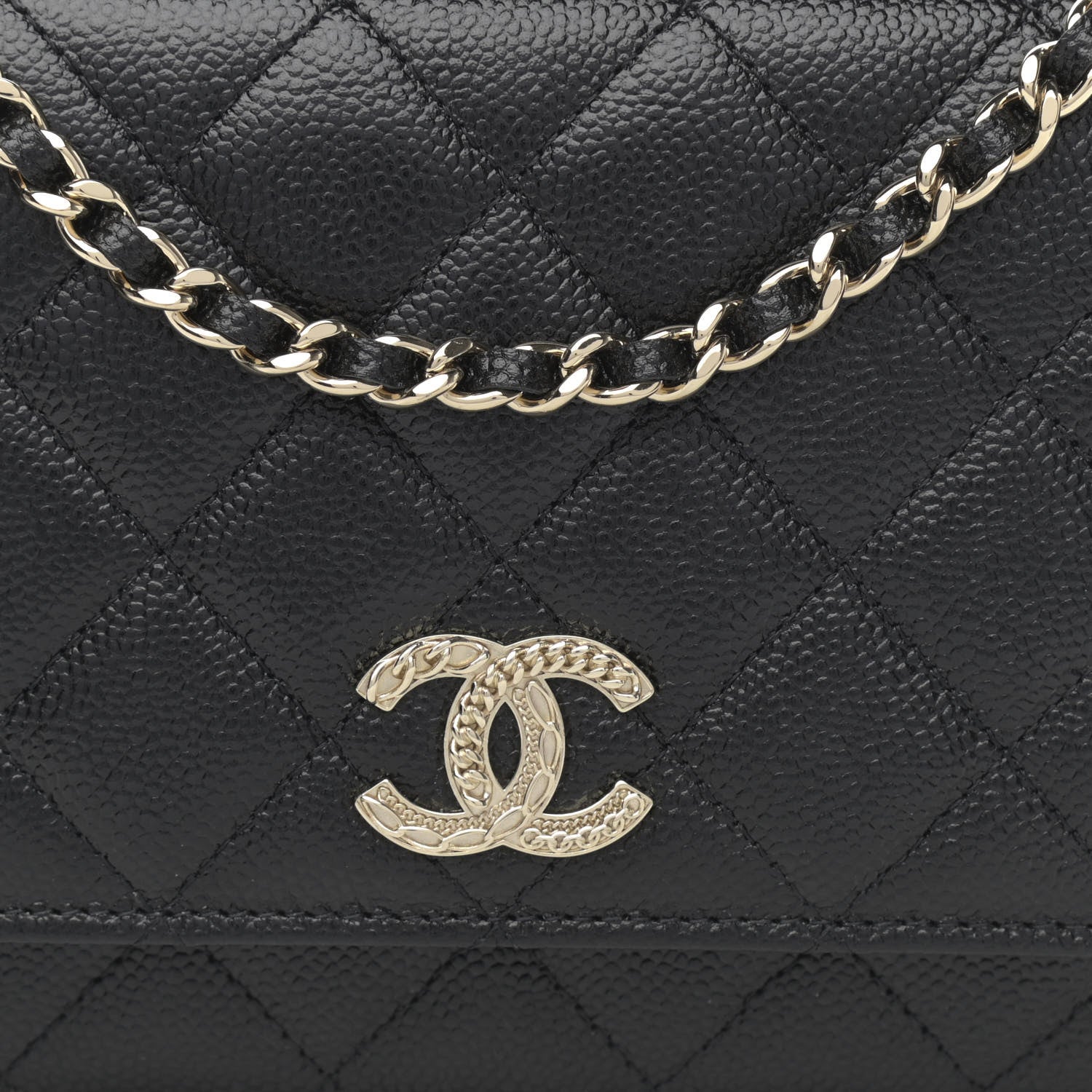 Chanel Caviar Quilted Chain CC Wallet On Chain WOC Black 9 of 12