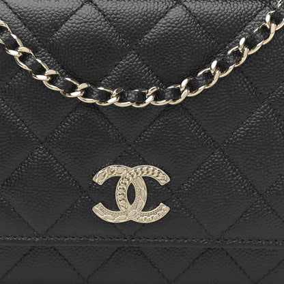 Chanel Caviar Quilted Chain CC Wallet On Chain WOC Black 9 of 12