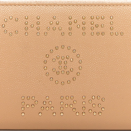 Chanel Caviar Studded Deauville Large Zip Around Wallet Beige 9 of 12