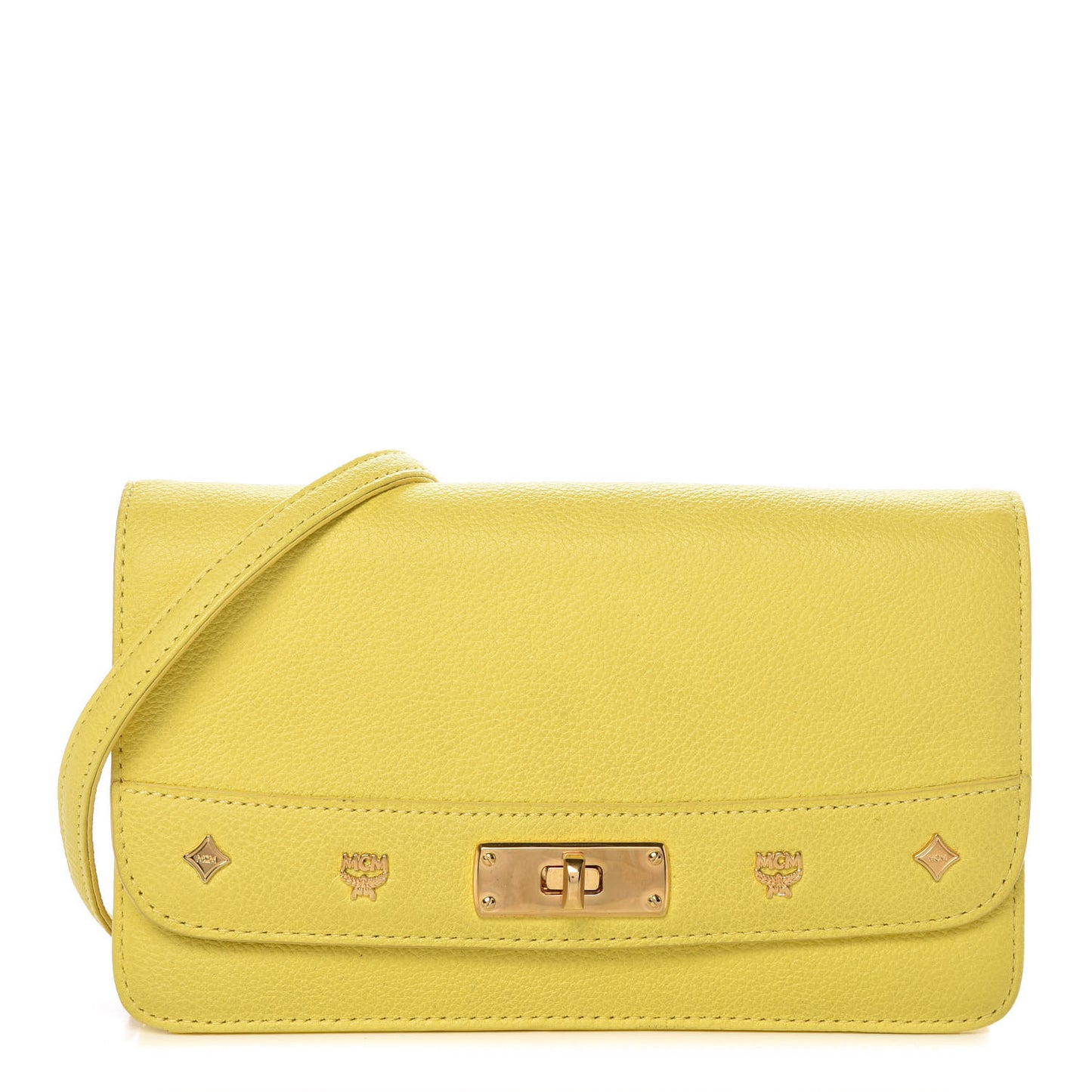 Calfskin Chain Wallet Yellow