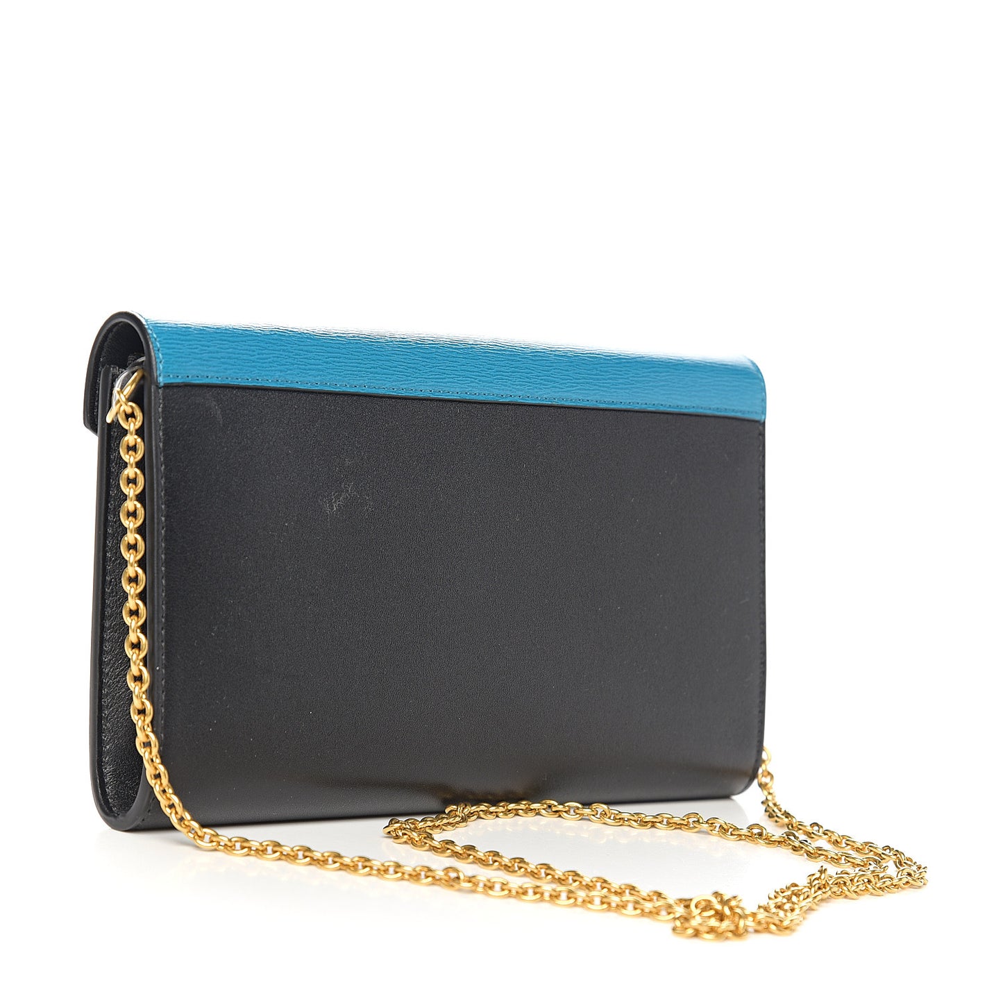 Shiny Calfskin Clutch On A Chain Multicolor
