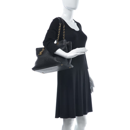 Chanel Wrinkled Lambskin Chevron Quilted Large Surpique Tote Black 2 of 11