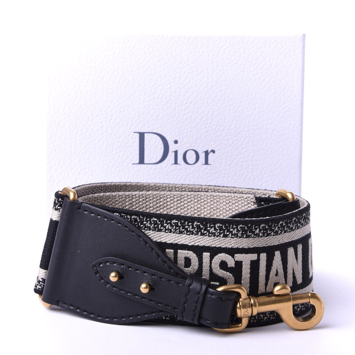 Canvas Embroidered Shoulder Strap Black White