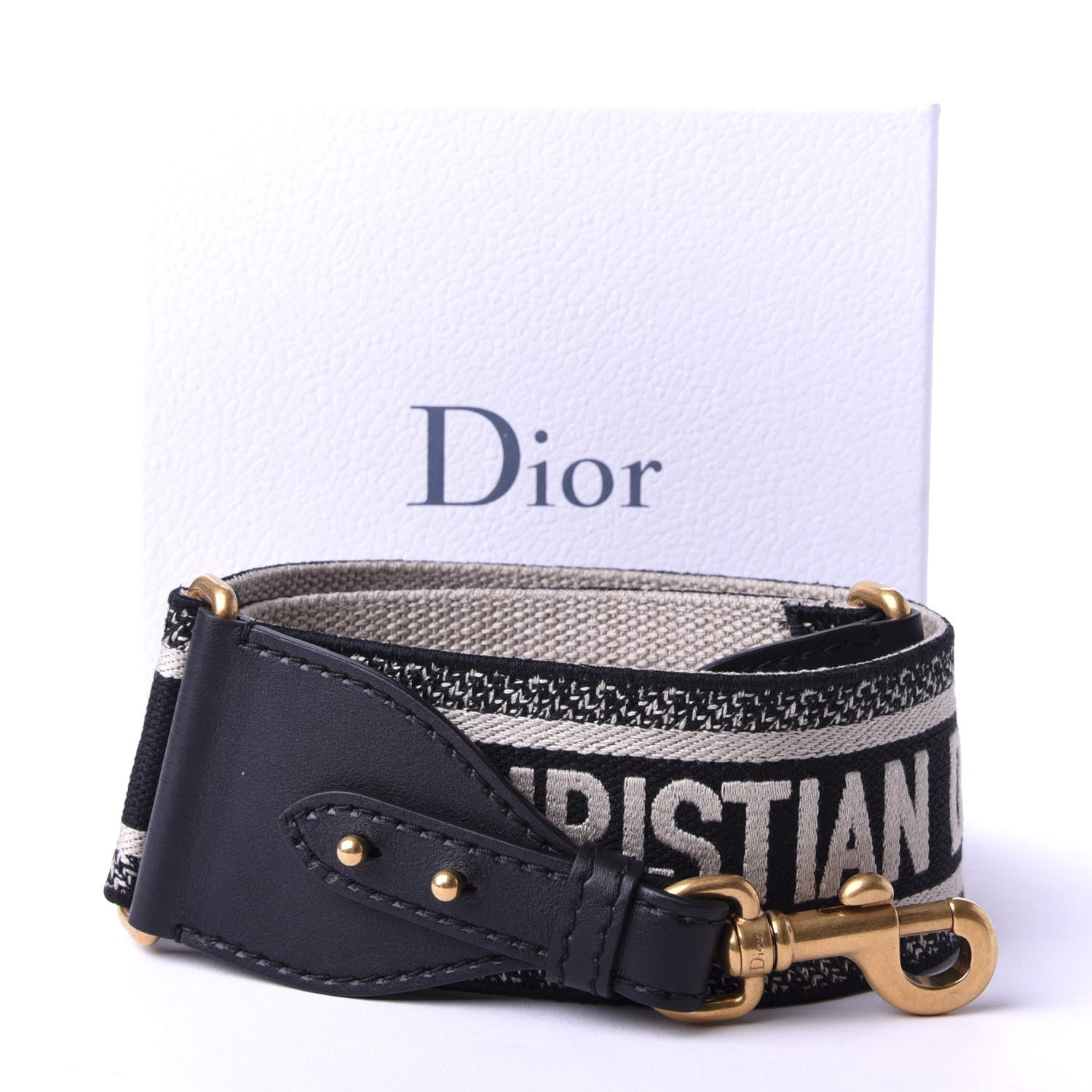 Christian Dior Canvas Embroidered Shoulder Strap Black White 5 of 5