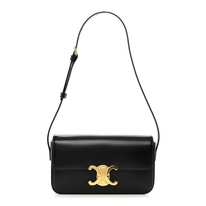 Celine Shiny Calfskin Triomphe Shoulder Bag Black 1 of 10