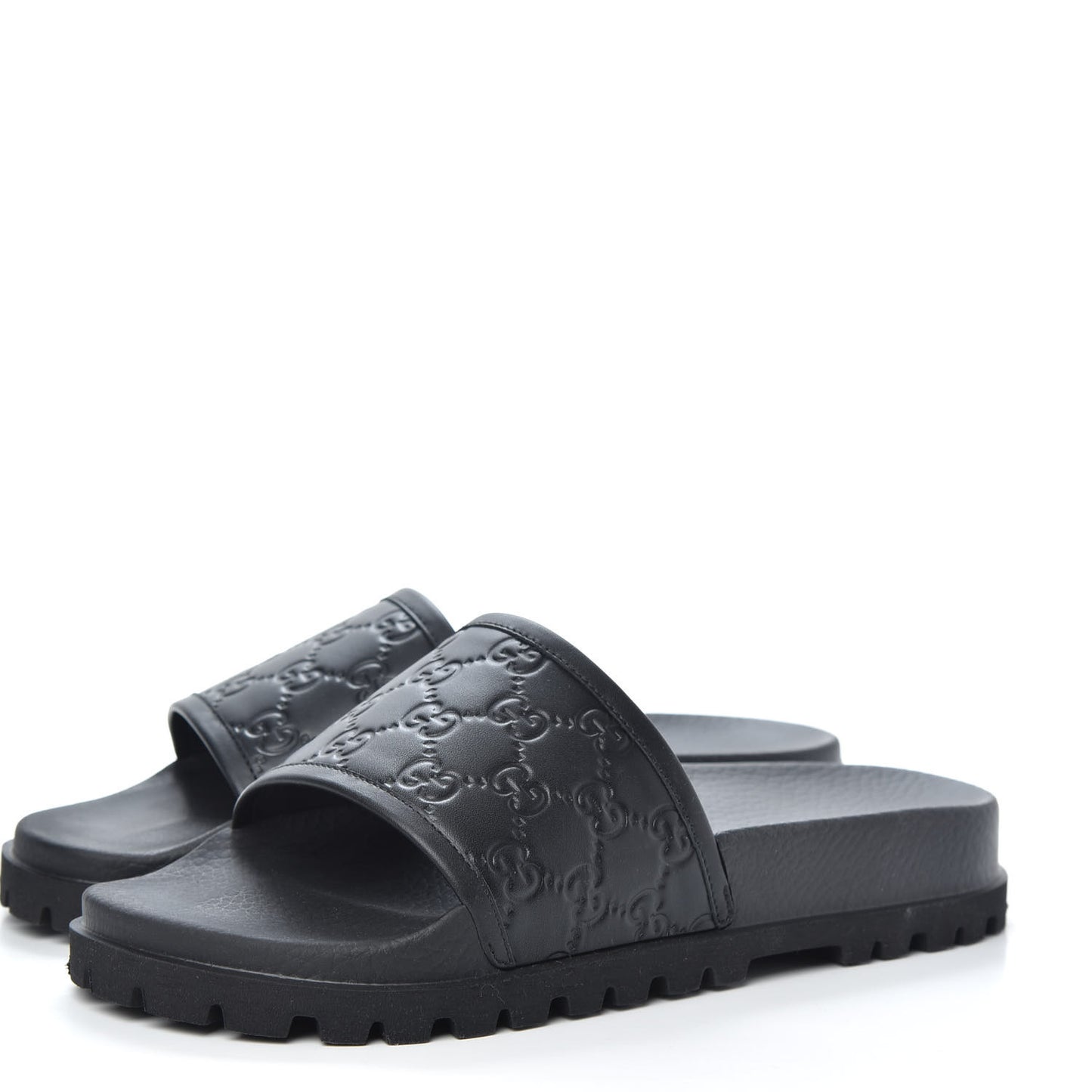 Guccissima Mens Lug Sole Slide Sandals 8 Black