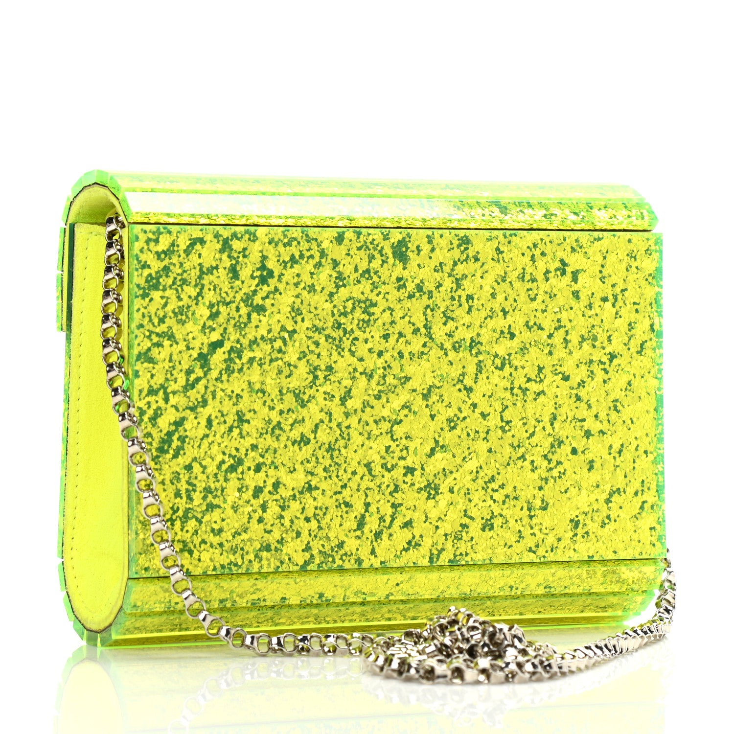 Jimmy Choo Acrylic Coarse Glitter Candy Clutch Neon Yellow 2 of 8