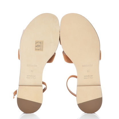 Hermes Suede Santorini Sandals 36 Terre De Siene 5 of 7