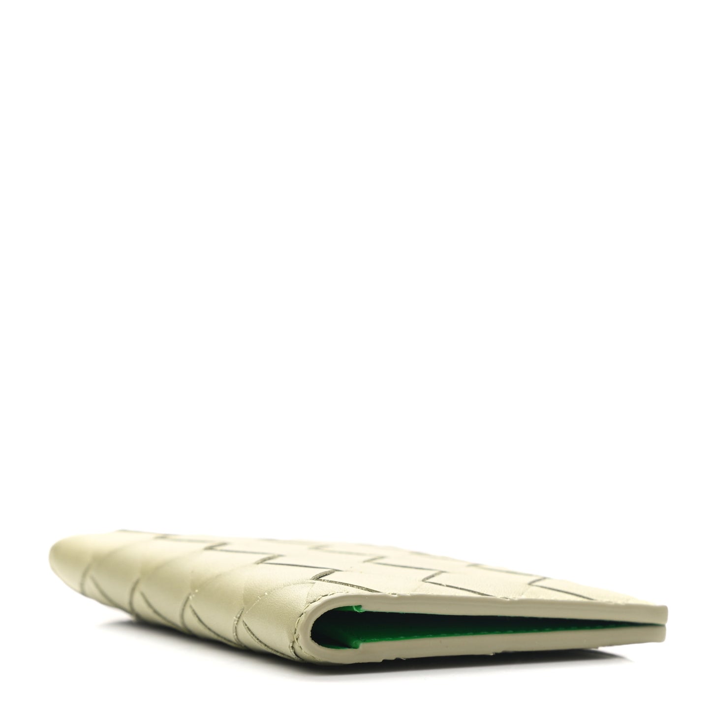 Calfskin Intrecciato Flap Card Case Travertine Parakeet
