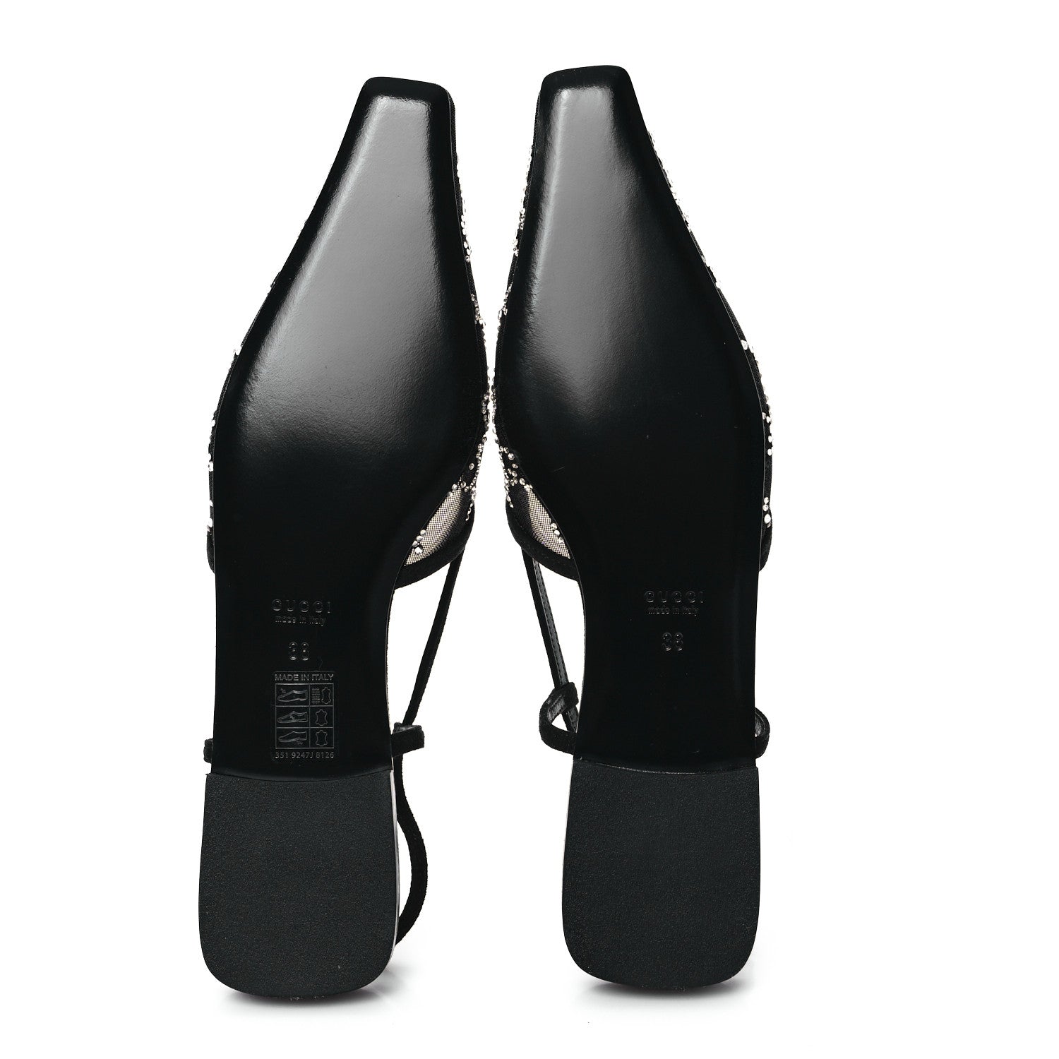 Gucci Tela Retino Kid Scamosciato Crystal GG Monogram Square Demi Ballet Flats 38 Black 7 of 9