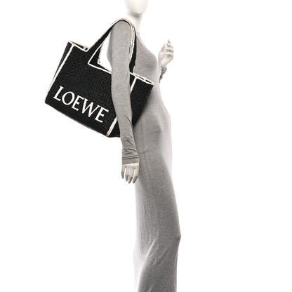 Loewe Raffia Large Paula's Ibiza Logo Tote Black White 2 of 9