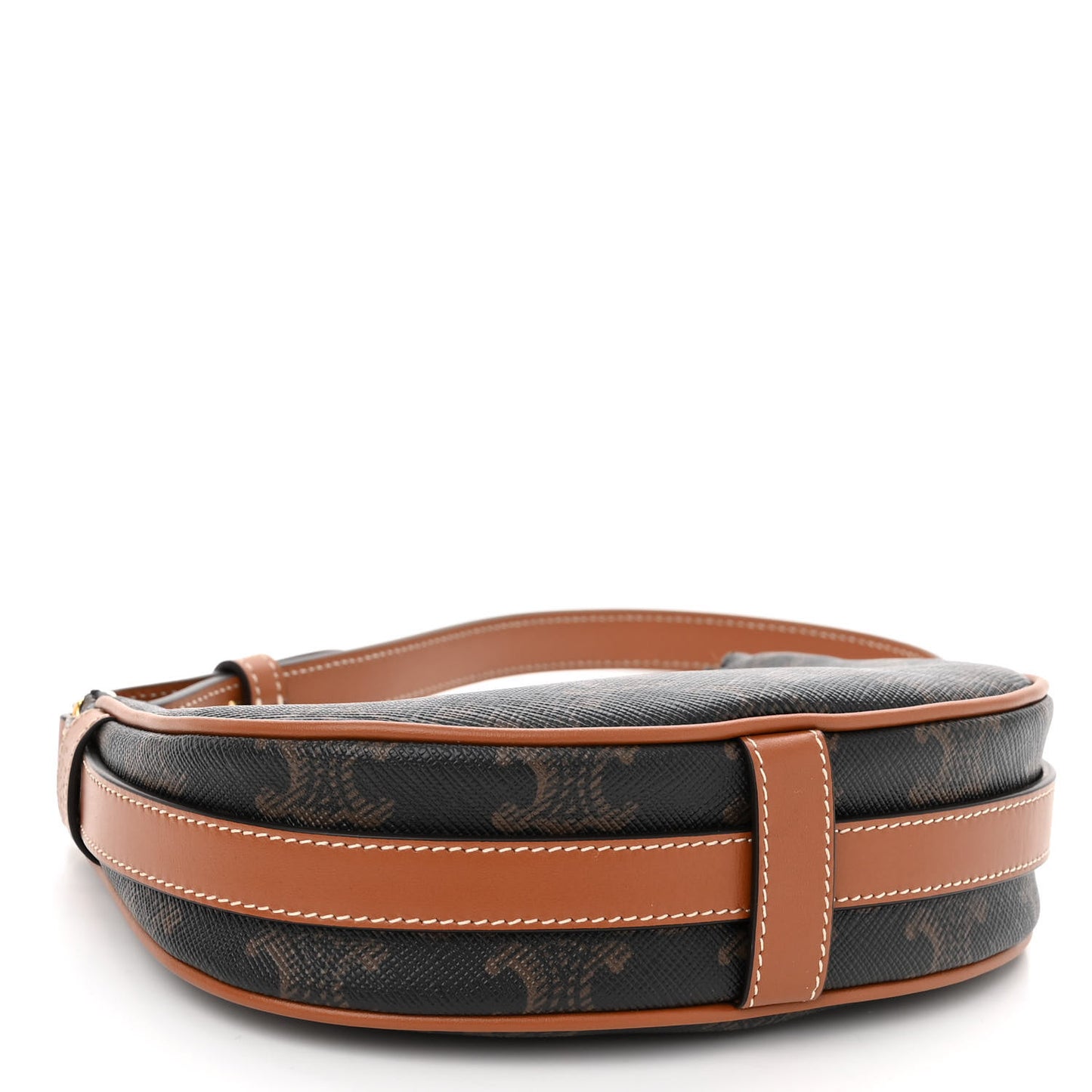 Canvas Calfskin Mini Ava Triomphe Shoulder Bag Tan