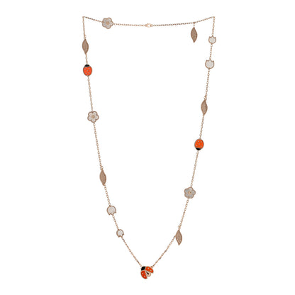 Van Cleef & Arpels 18K Rose Gold Mother of Pearl Carnelian Onyx 15 Motifs Lucky Spring Long Necklace 2 of 5