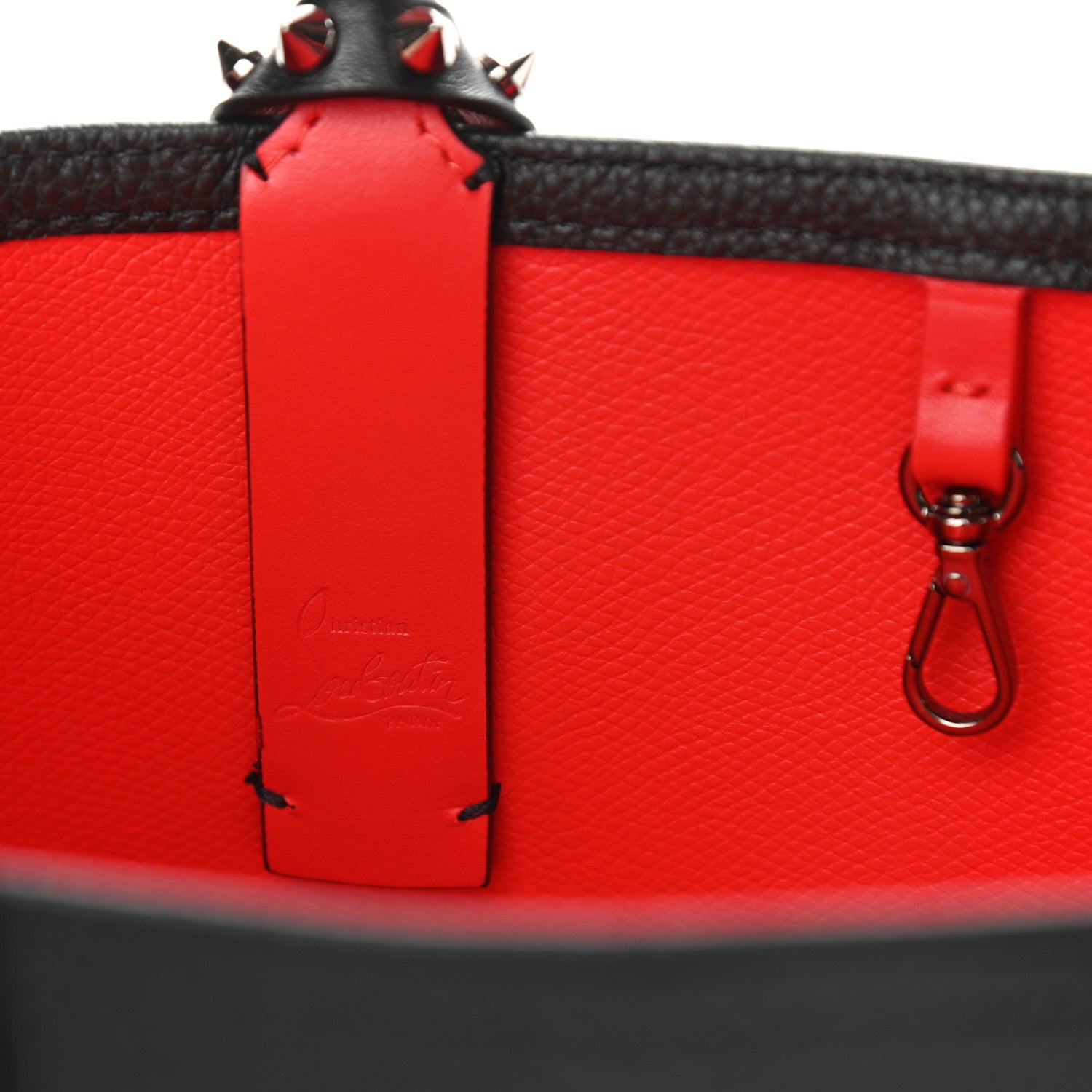 Christian Louboutin Calfskin Spikes Mini East West Cabata Tote Black 6 of 10