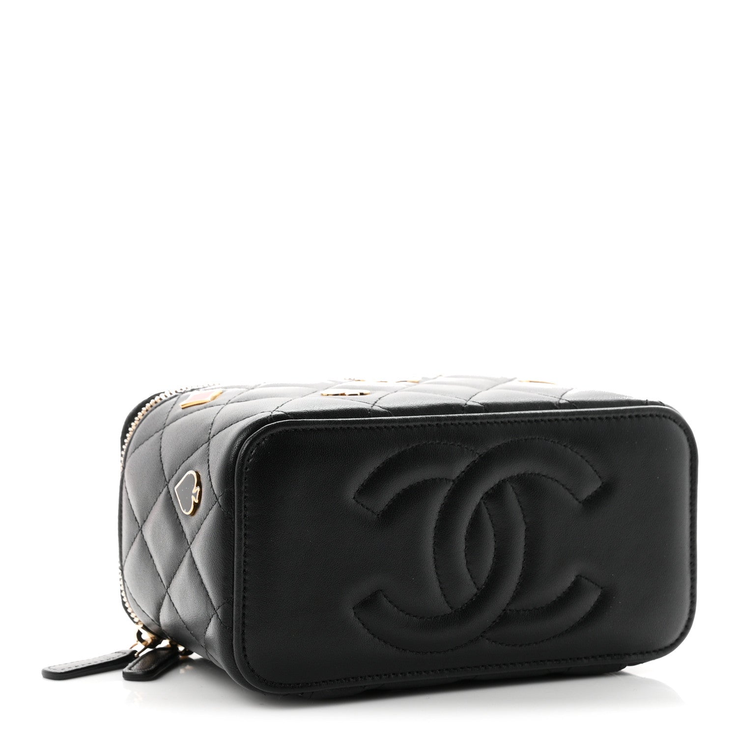 Chanel Lambskin Quilted Enamel Coco Casino Small Vanity Case With Chain Black 4 of 10