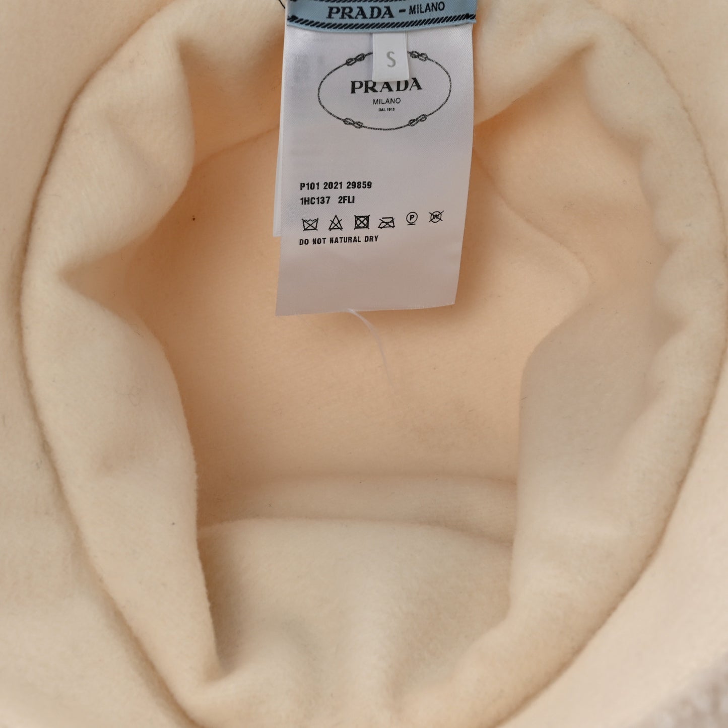 Cashmere Metal Triangle Logo Womens Bucket Hat S Naturale