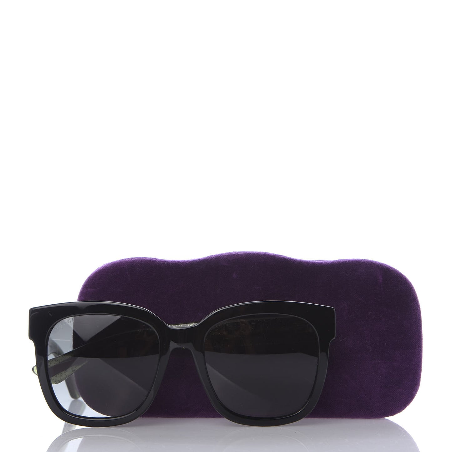 Acetate Square Frame Web Glitter Sunglasses GG0034S Black Green