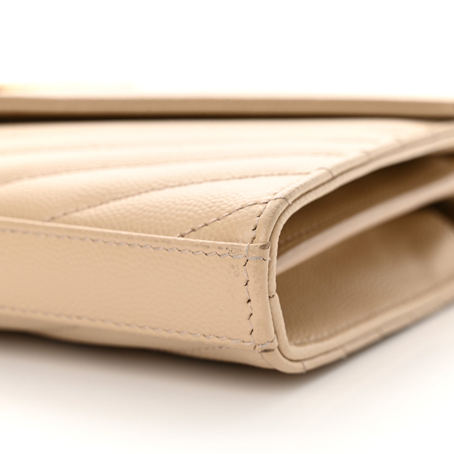 Grain De Poudre Matelasse Chevron Monogram Chain Wallet Nude Powder