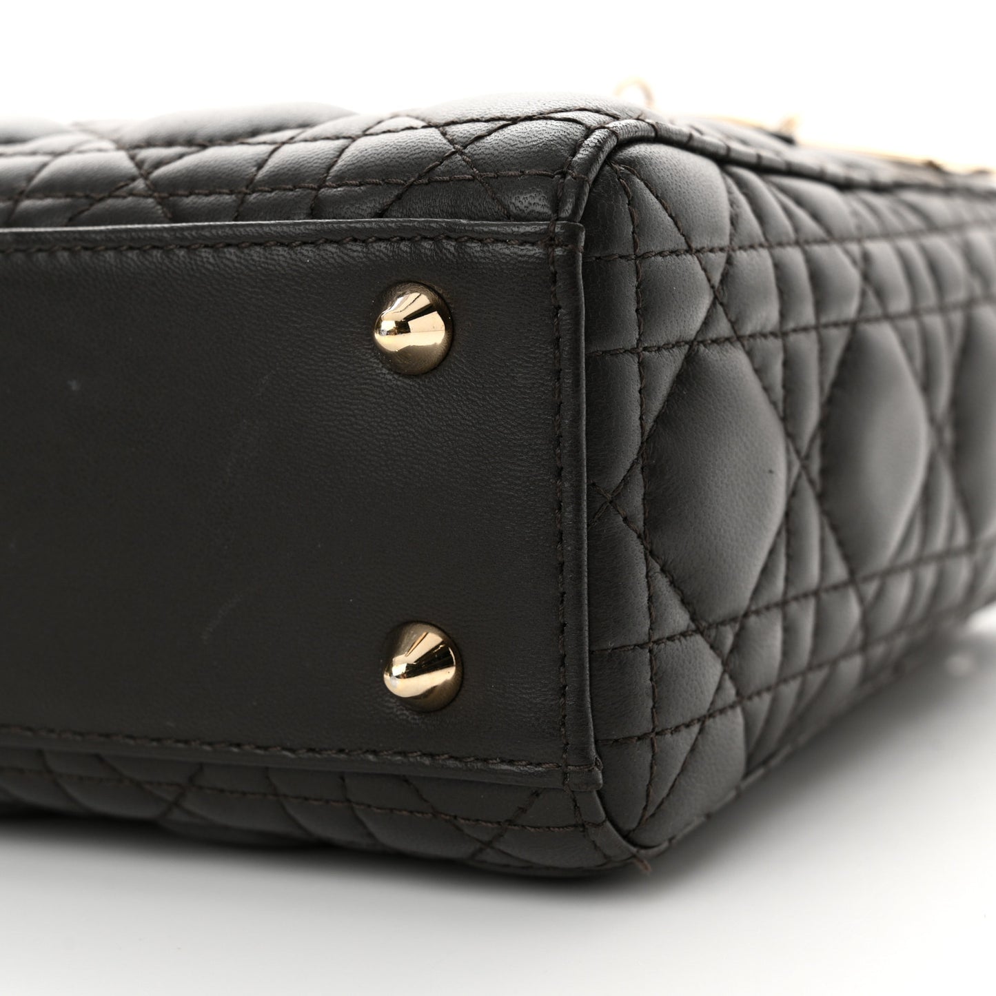 Lambskin Cannage Small Lucky Badges My Lady Dior Dark Grey