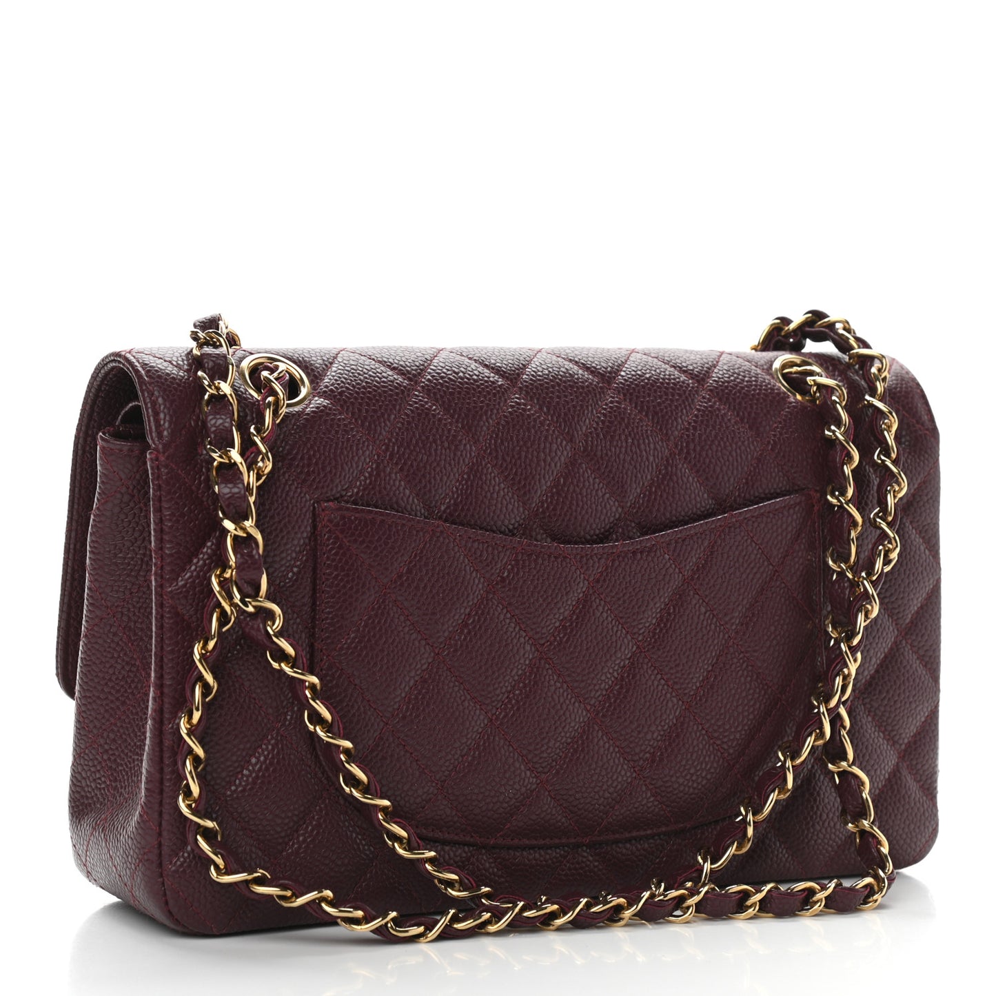 Caviar Quilted Medium Double Flap Burgundy