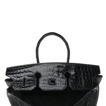 Hermes Shiny Niloticus Crocodile Birkin 35 Black 16 of 37