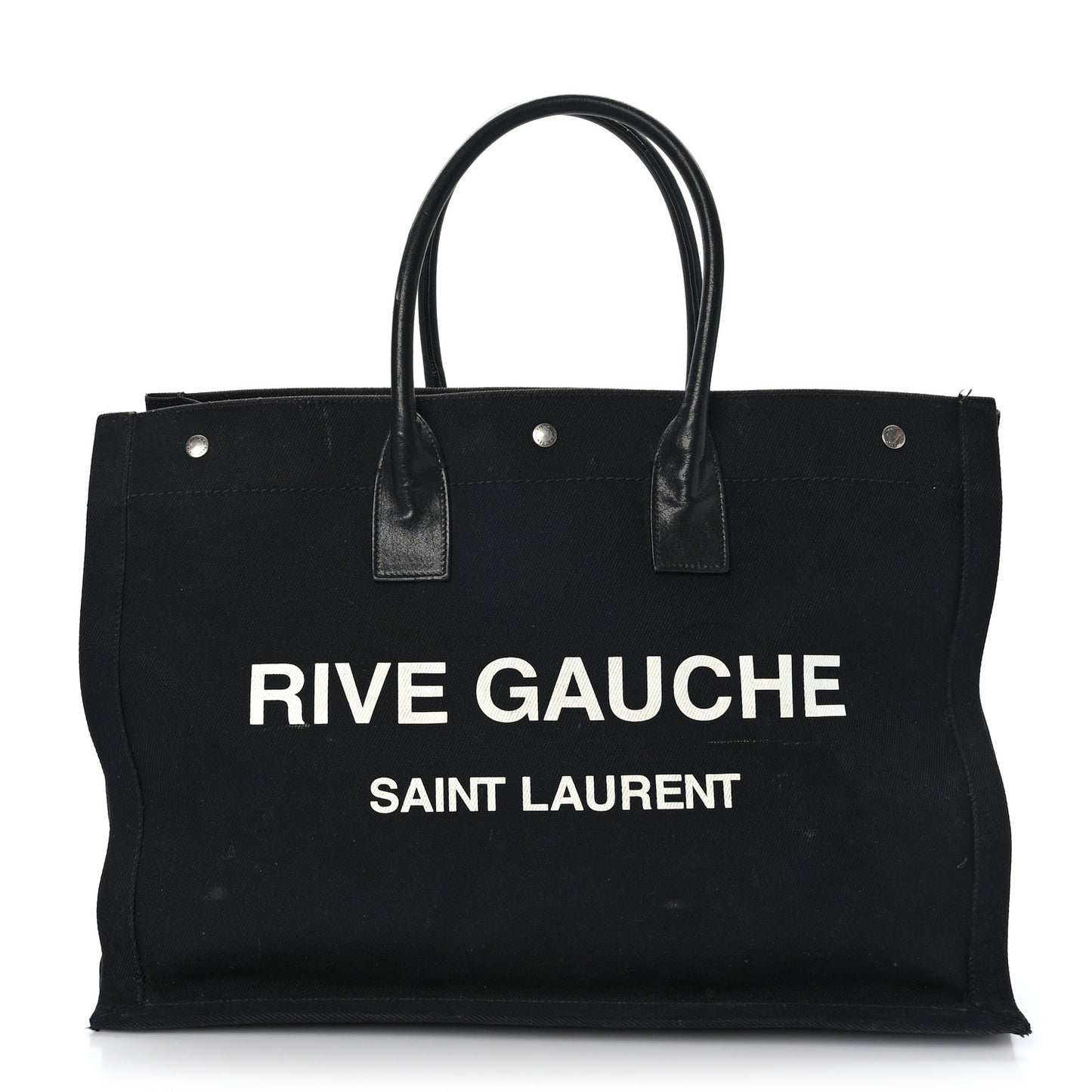 Linen Calfskin Rive Gauche Tote Black