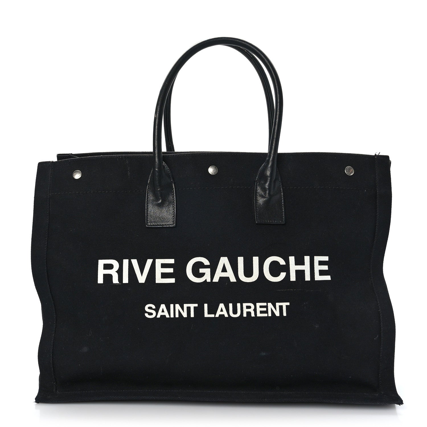 Saint Laurent Linen Calfskin Rive Gauche Tote Black 1 of 12