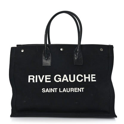Saint Laurent Linen Calfskin Rive Gauche Tote Black 1 of 12