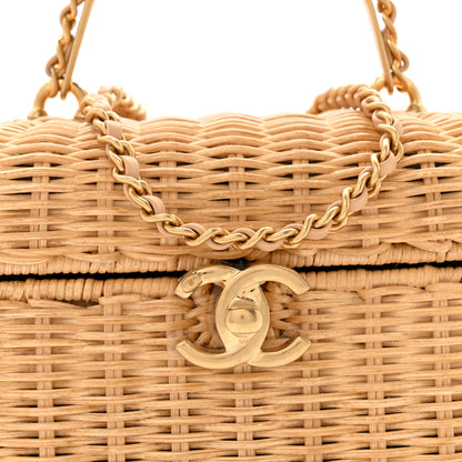 Chanel Braided Rattan Top Handle Vanity Case Beige Beige 7 of 14