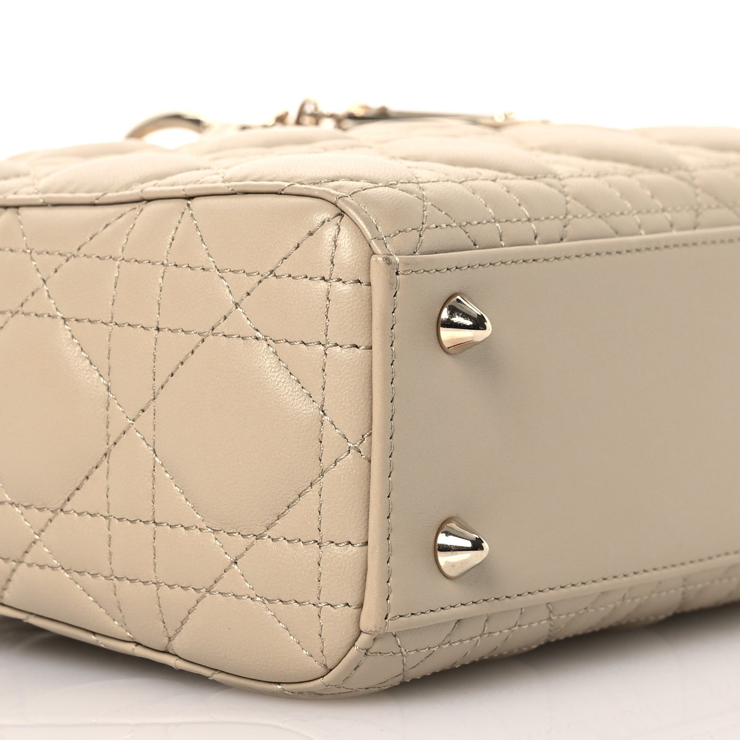Lambskin Cannage Small Lucky Badges My Lady Dior Beige