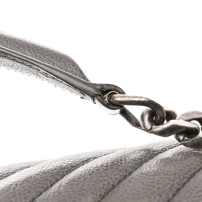 Saint Laurent Sheepskin Matelasse Chevron Monogram Large College Satchel Dark Anthracite 11 of 11