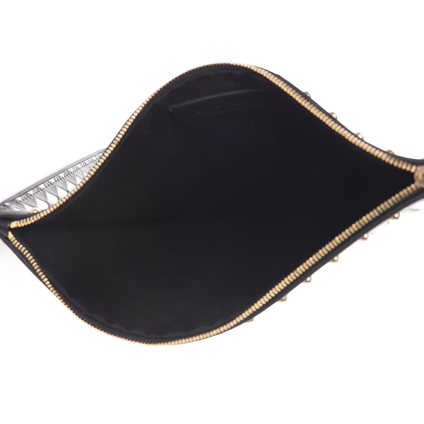 Lambskin Medium Zip Pouch Black White