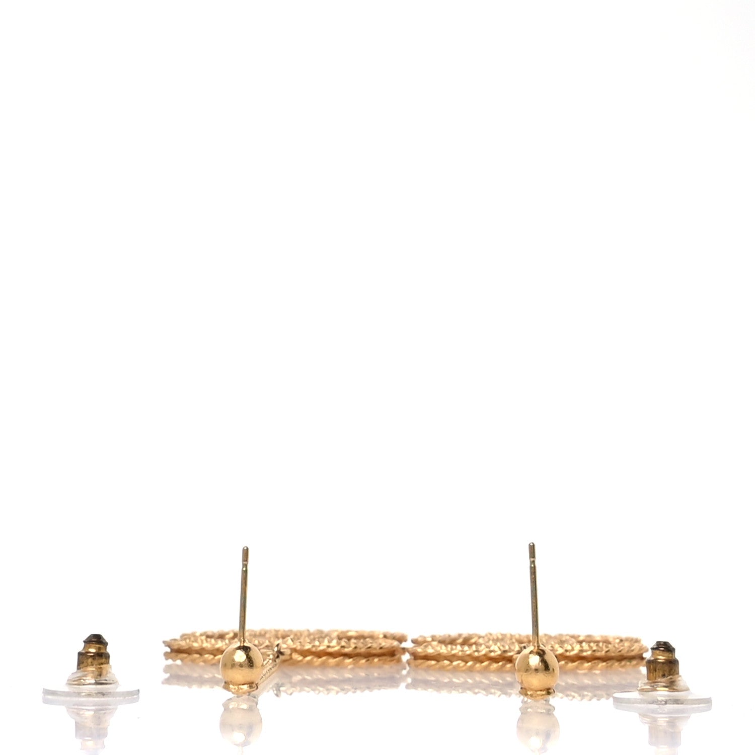 Chanel CC Drop Earrings Matte Gold 3 of 5