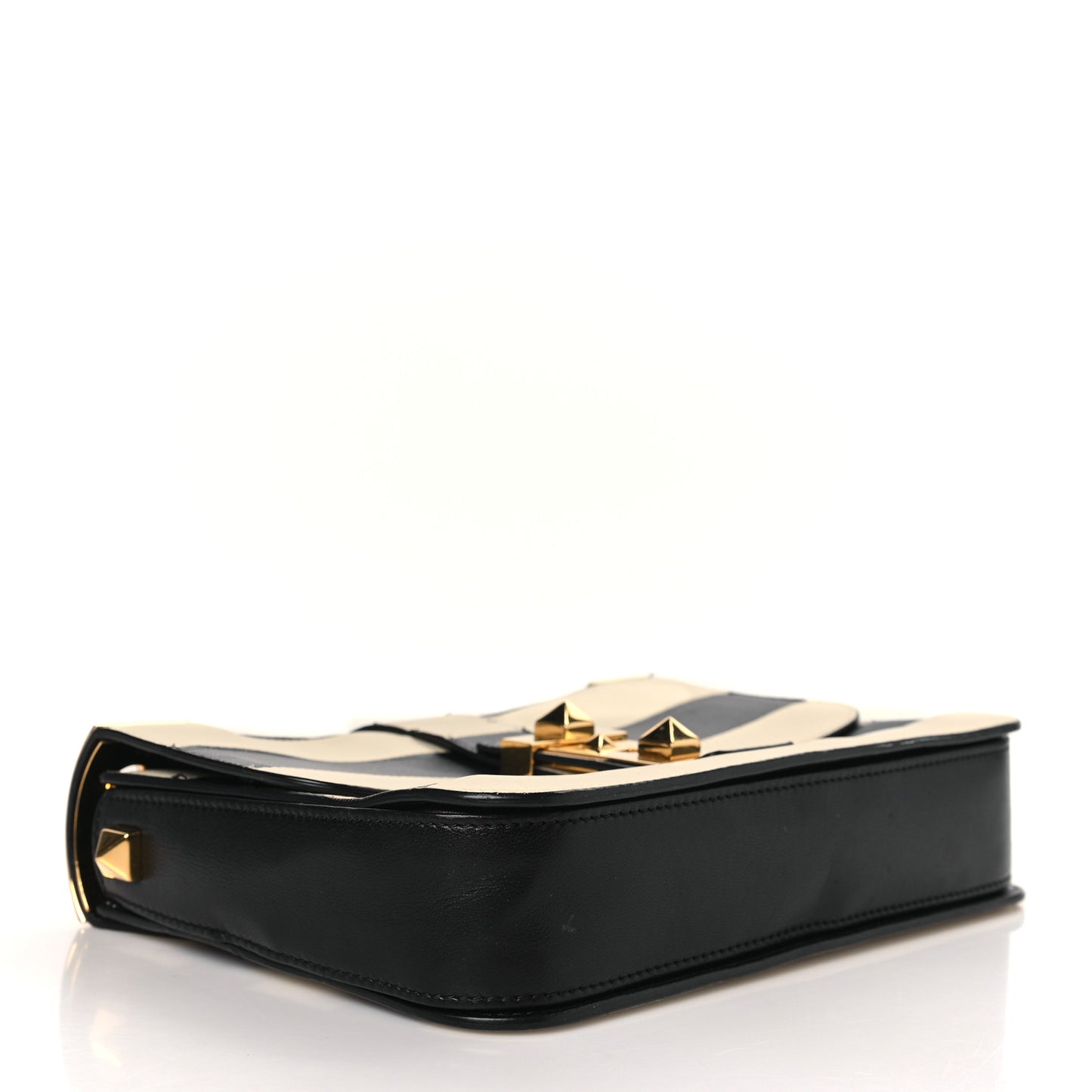 Nappa Striped B-Rockstud Flap Black Light Ivory