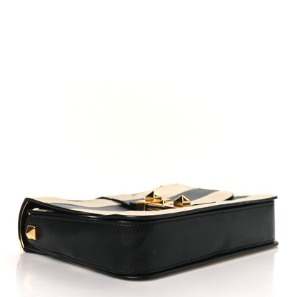 Valentino Garavani Nappa Striped B-Rockstud Flap Black Light Ivory 4 of 9