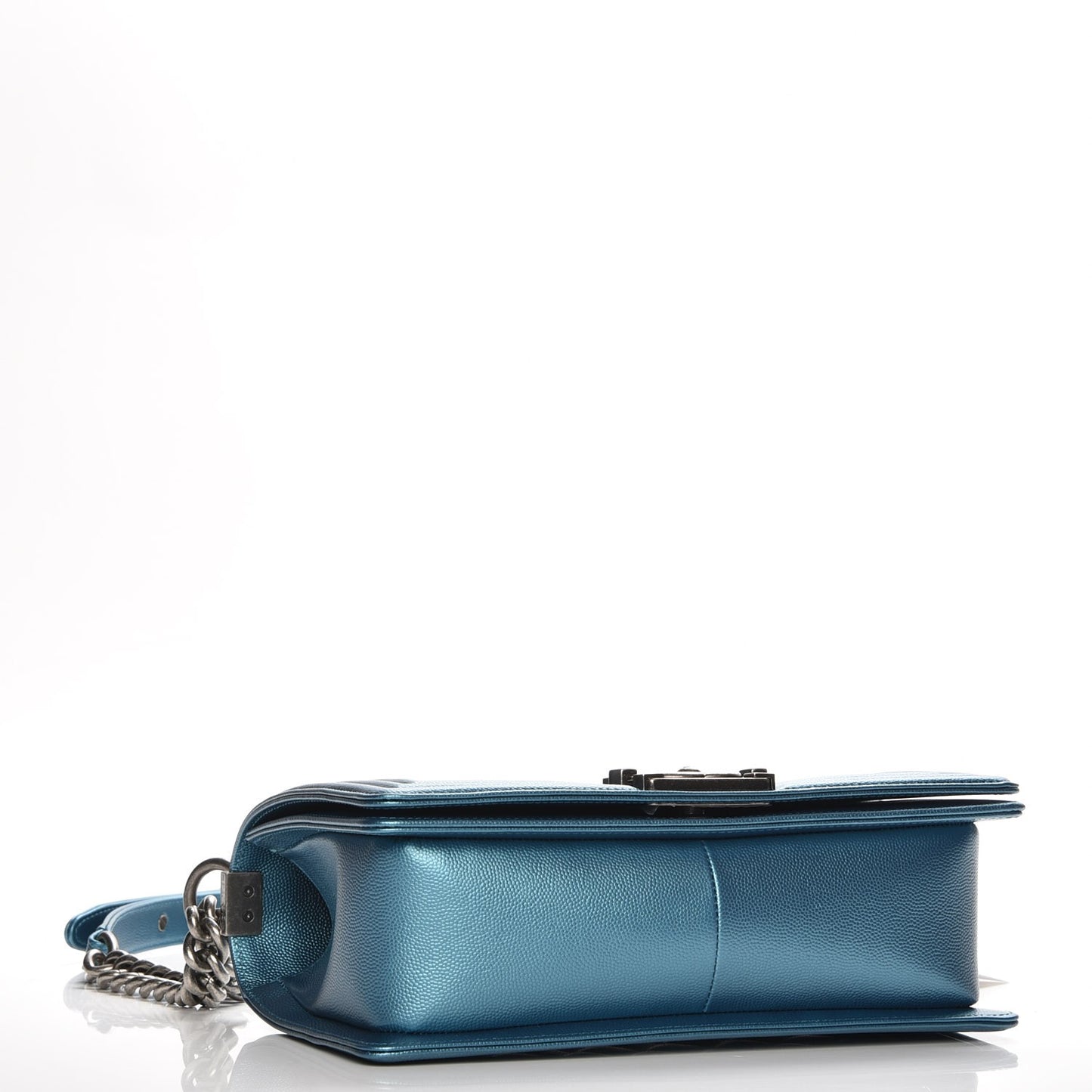 Metallic Caviar Quilted Medium Boy Flap Turquoise