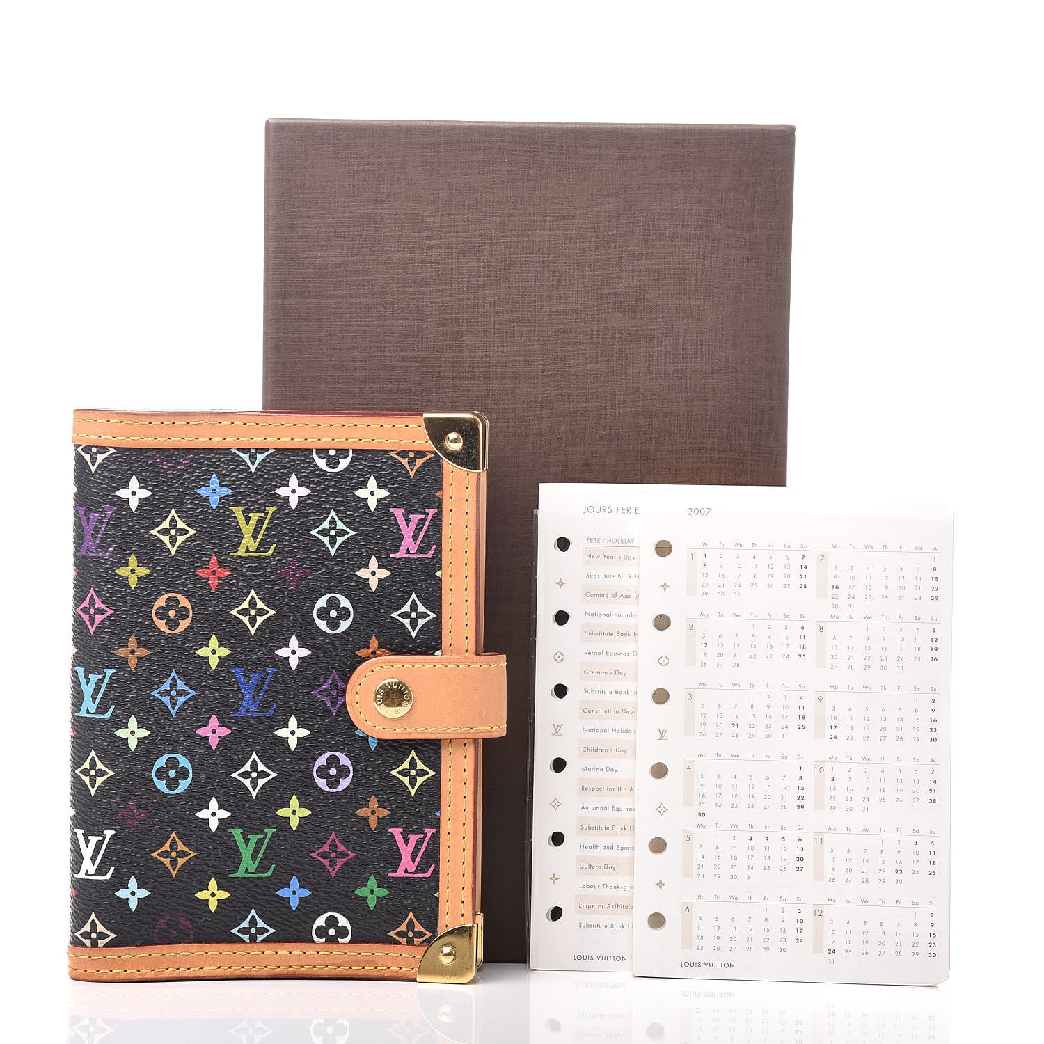 Louis Vuitton Monogram Multicolor Small Ring Agenda Cover Black 8 of 8