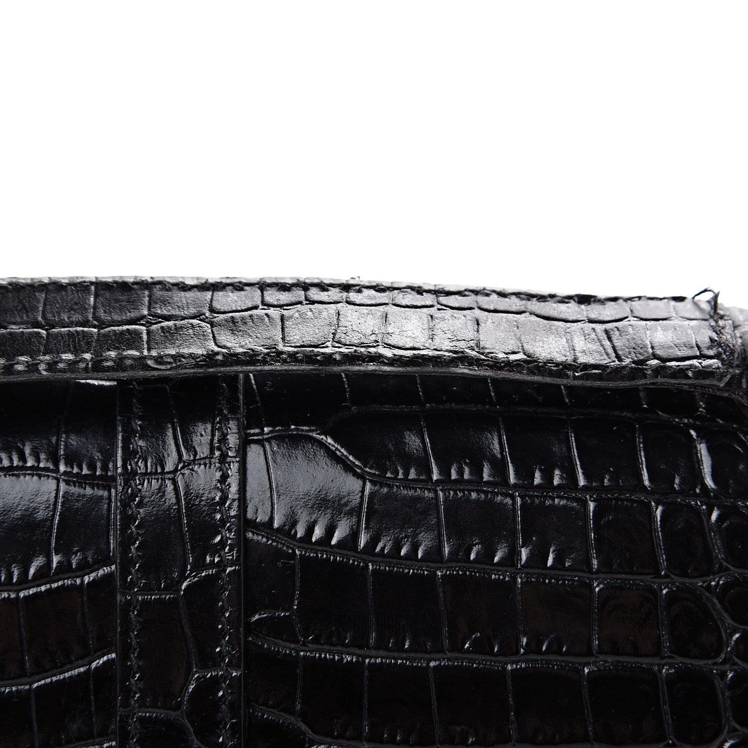 Saint Laurent Calfskin Crocodile Embossed Medium Monogram Envelope Chain Shoulder Bag Black 14 of 15