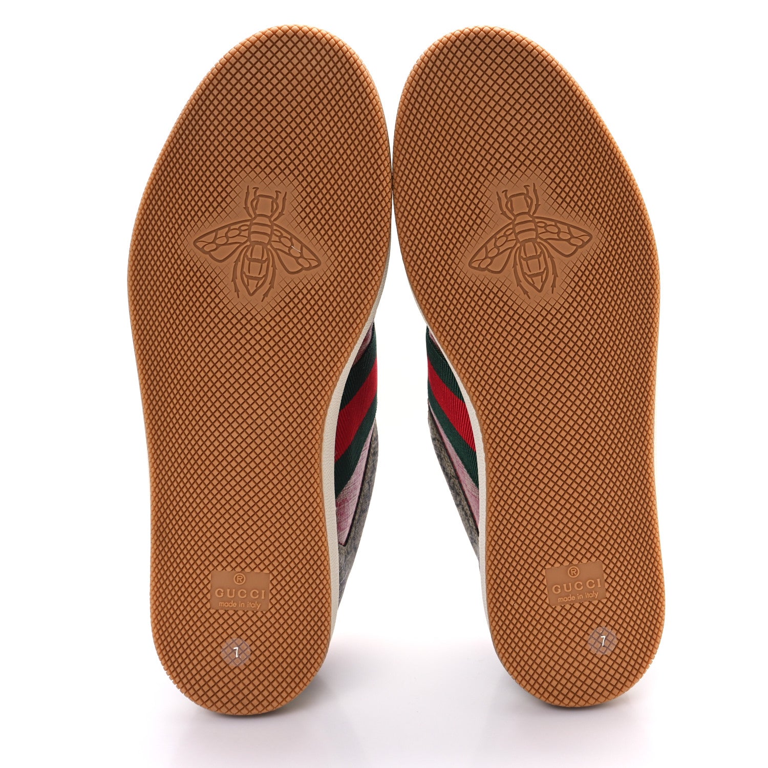 Gucci GG Supreme Monogram Harness Calfskin Web Mens Screener Sneakers 7 Beige Ebony Rosso Harness Brown 6 of 10