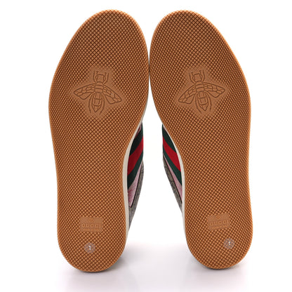Gucci GG Supreme Monogram Harness Calfskin Web Mens Screener Sneakers 7 Beige Ebony Rosso Harness Brown 6 of 10