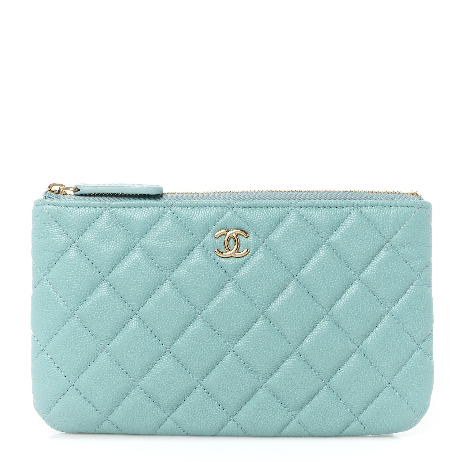 Chanel Caviar Quilted Cosmetic Case Light Blue 1 of 10