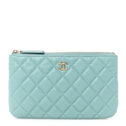 Chanel Caviar Quilted Cosmetic Case Light Blue 1 of 10