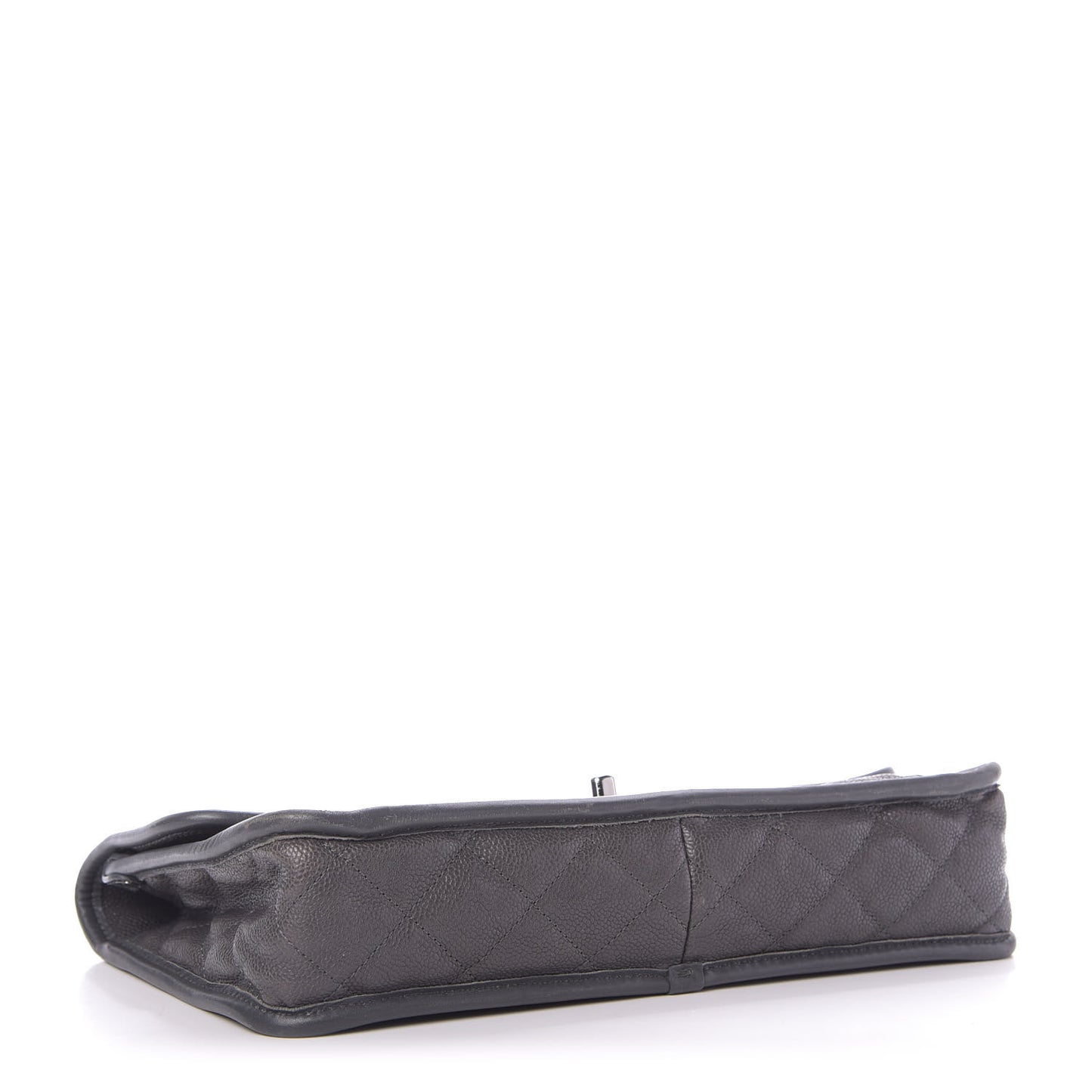 Caviar Quilted Large French Riviera Flap Dark Grey