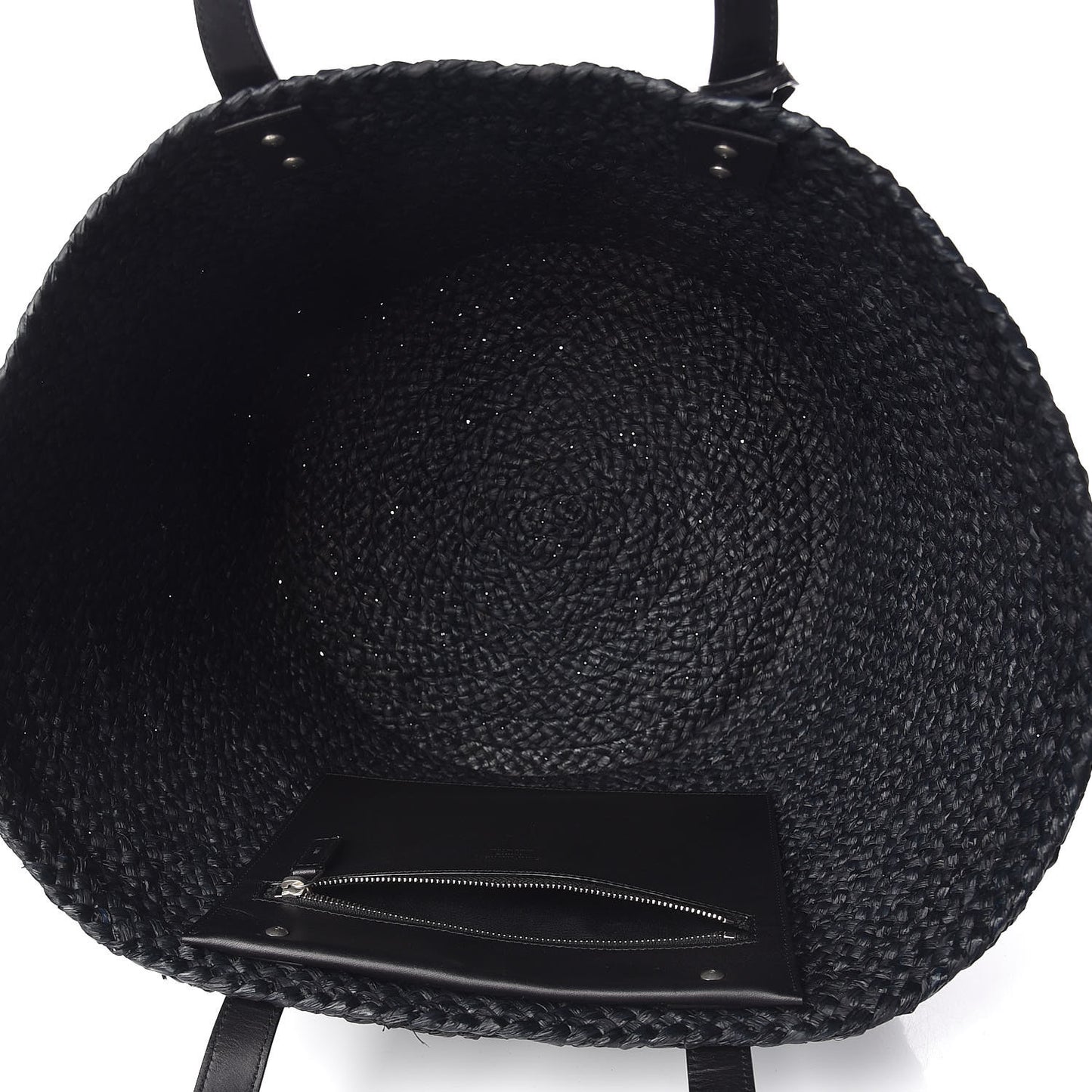 Raffia Medium Panier Bag Black