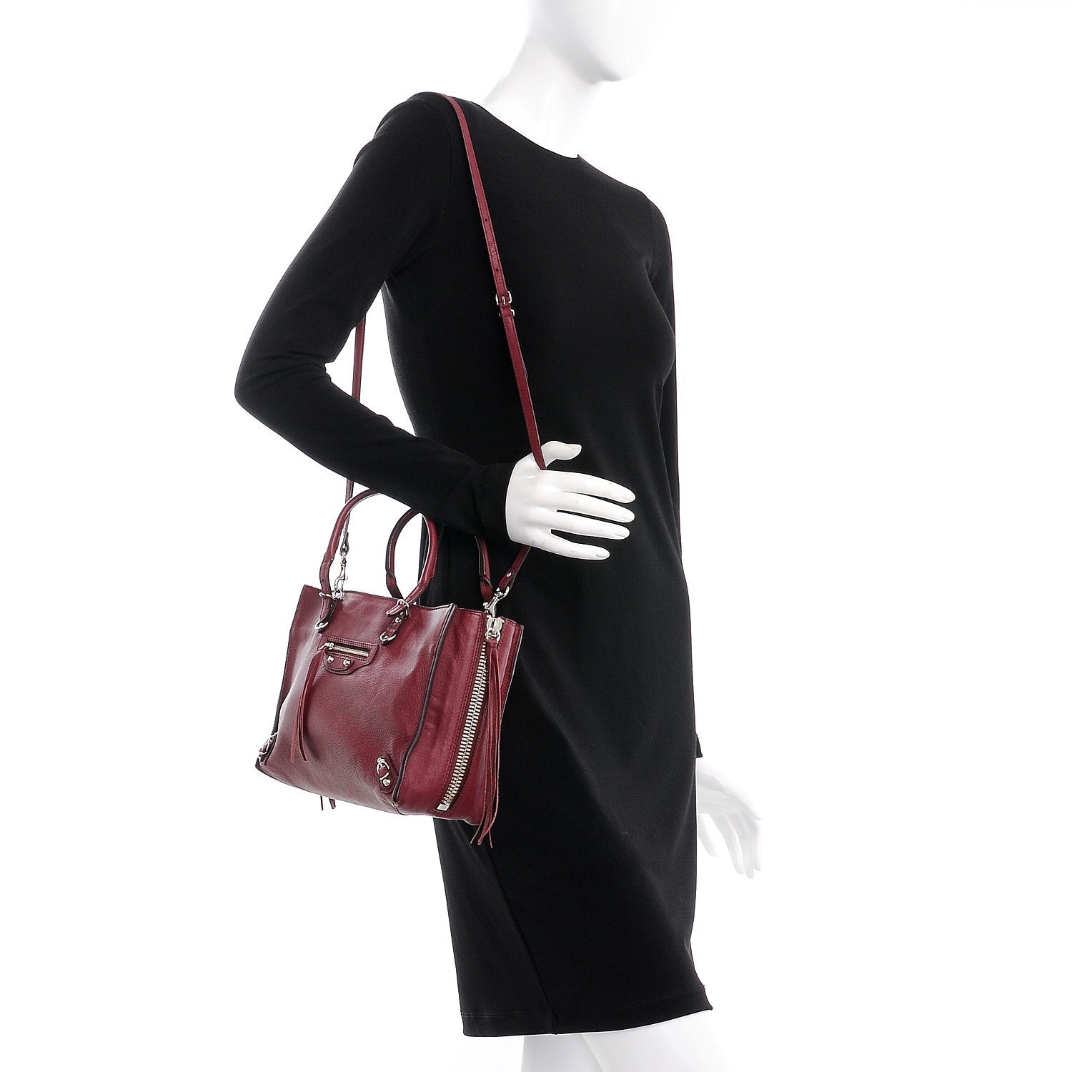 Balenciaga Veau Papier A6 Zip Around Tote Rouge Pourpre 2 of 8