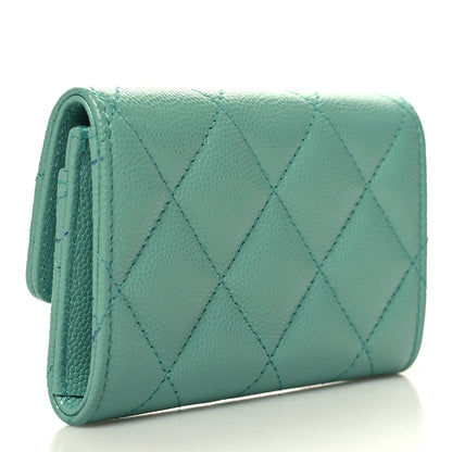 Chanel Caviar Pearl Quilted Coco Candy Flap Card Holder Turquoise 3 of 10
