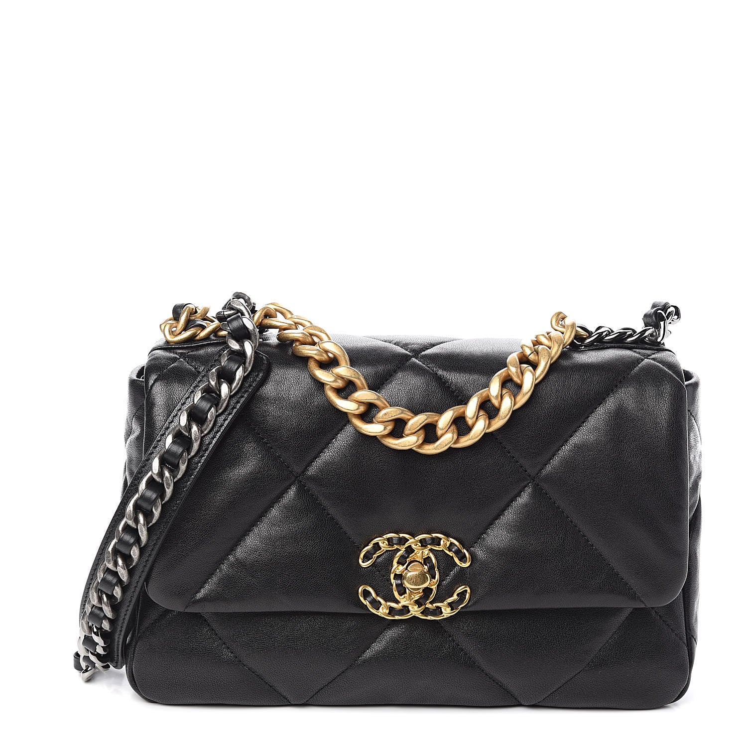 Chanel Goatskin Quilted Medium 19 Flap Black 1 of 11