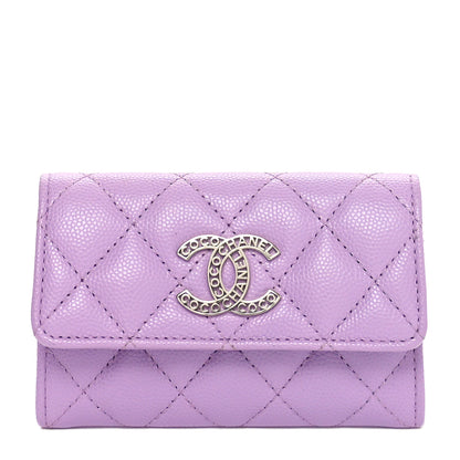 Chanel Caviar Quilted CC Logo Flap Card Holder Light Purple 1 of 10