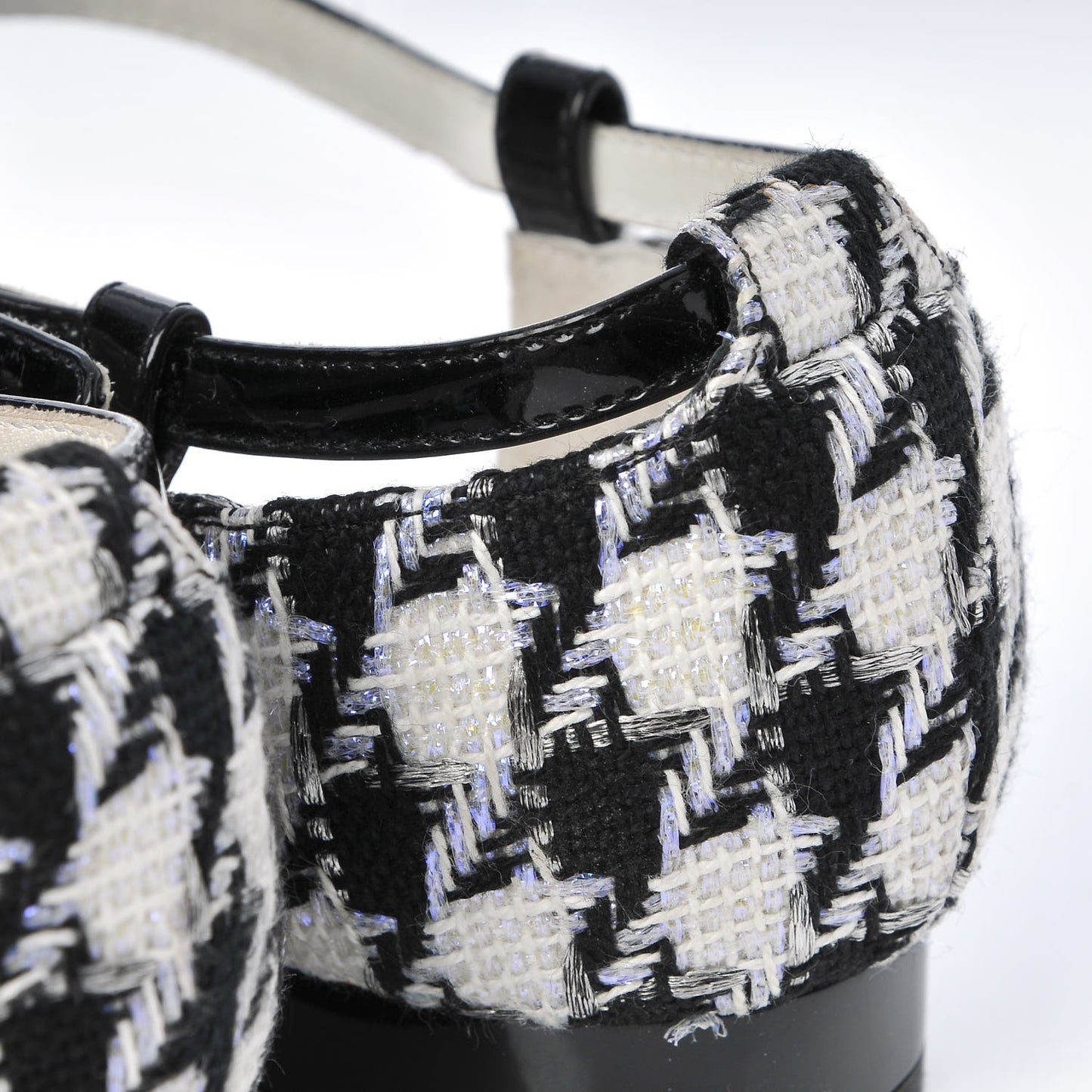 Patent Tweed CC Sandals 35.5 Black